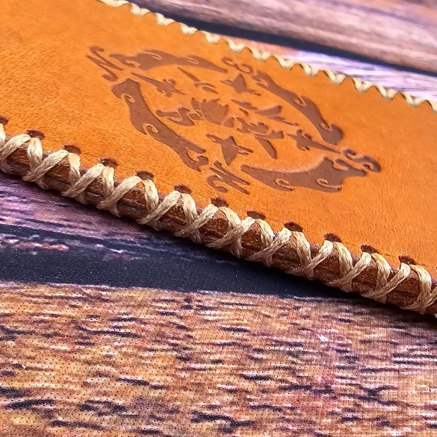 Premium Leather Slip "Pirate Compass" (LG) Italian Margotta Leather
