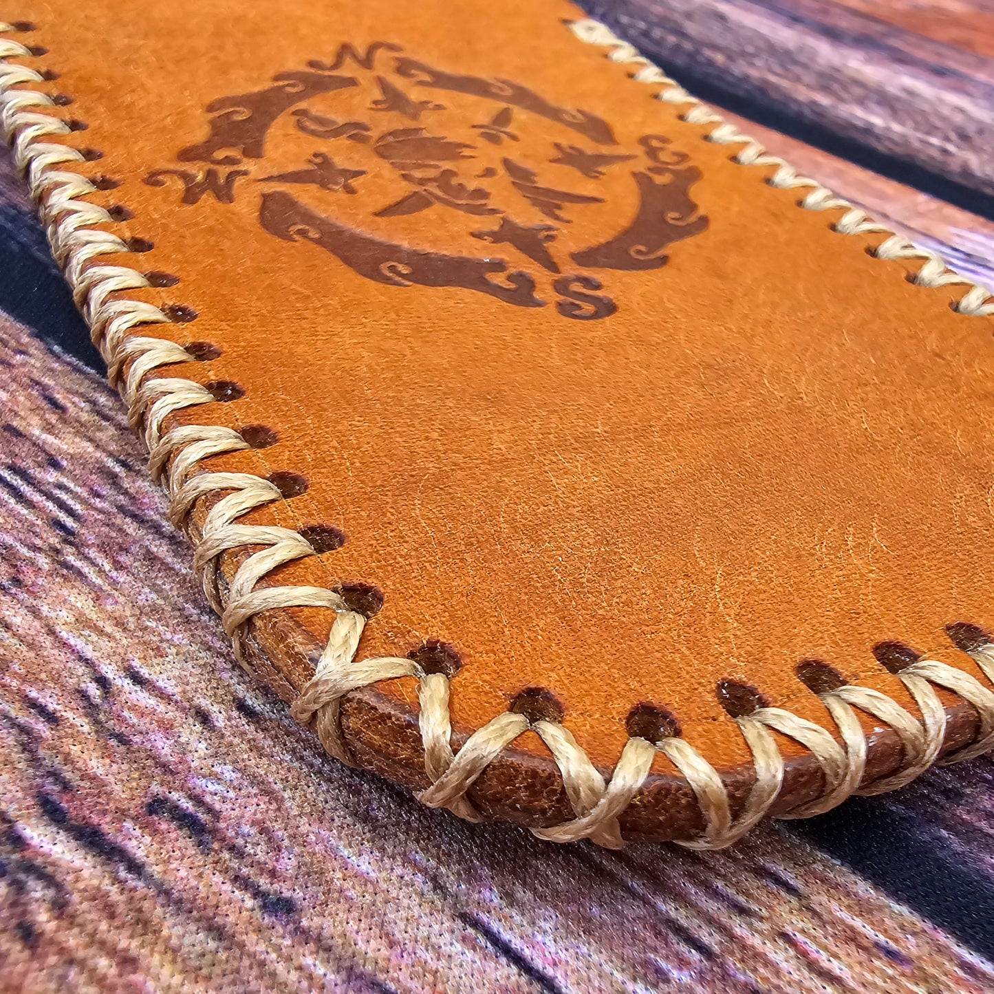 Premium Leather Slip "Pirate Compass" (LG) Italian Margotta Leather
