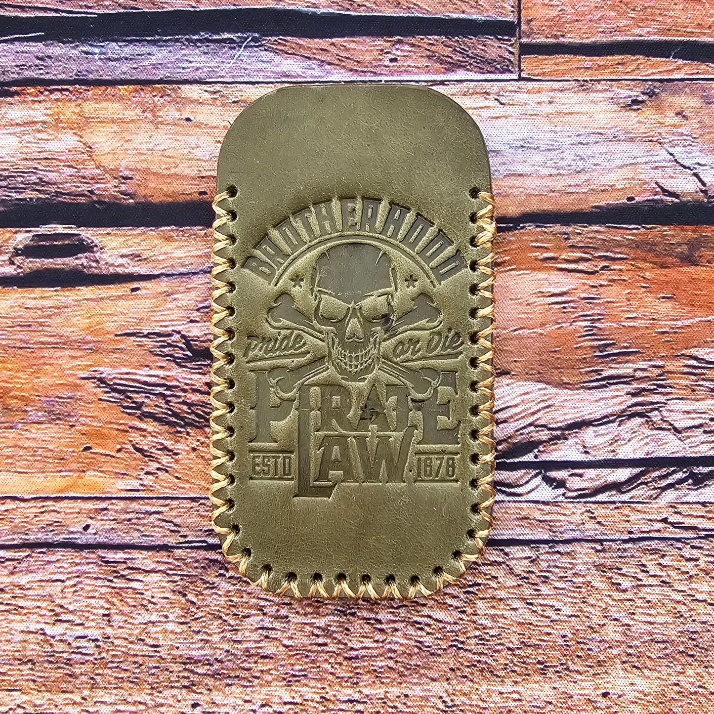 Premium Leather Slip "Pirate Law" (SM) Brown Back