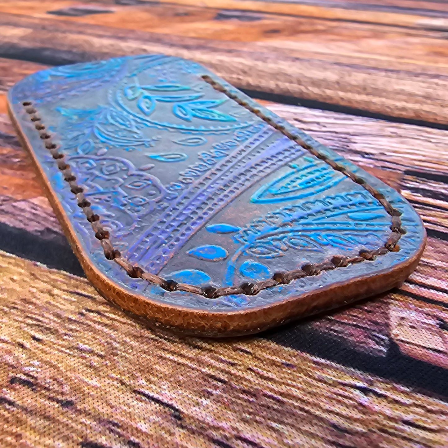 Premium Leather Slip "Modern Rustic Paisley" (SM) Italian Embossed Leather
