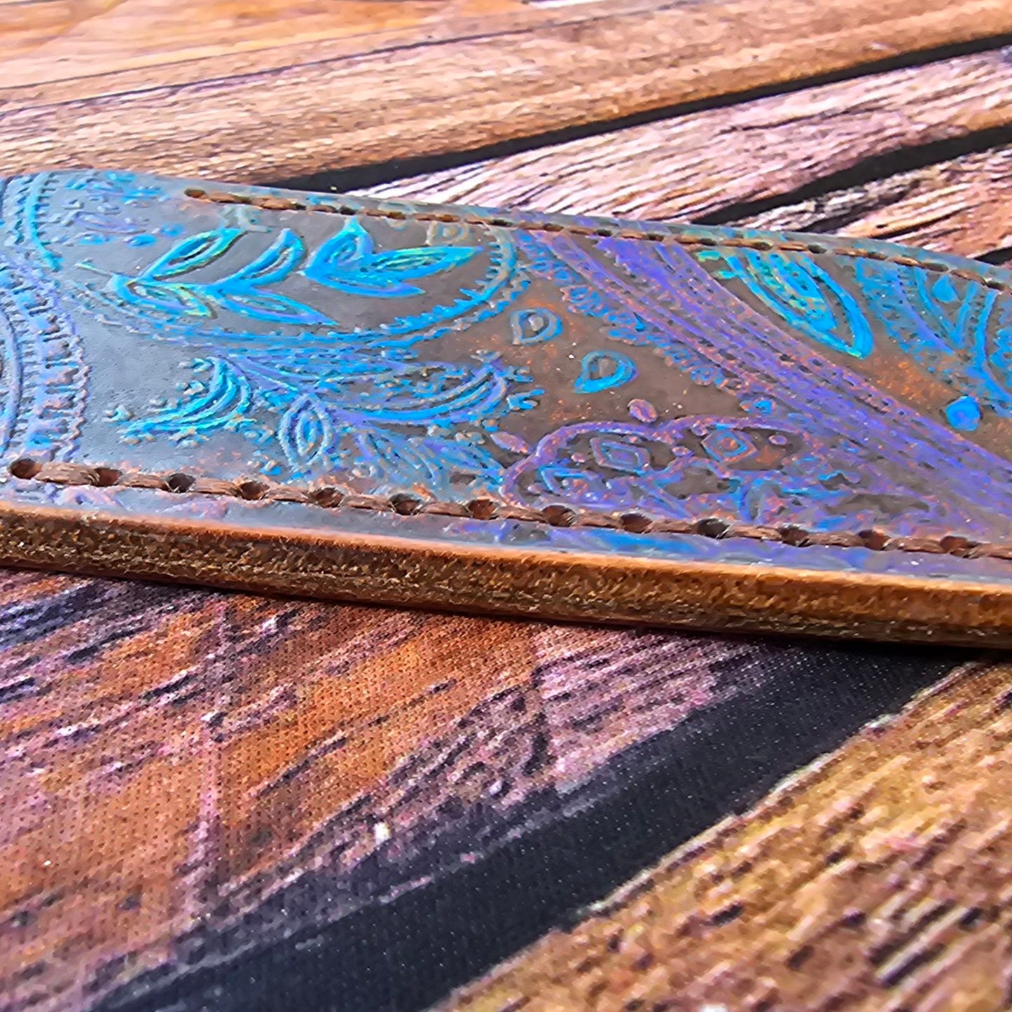 Premium Leather Slip "Modern Rustic Paisley" (SM) Italian Embossed Leather