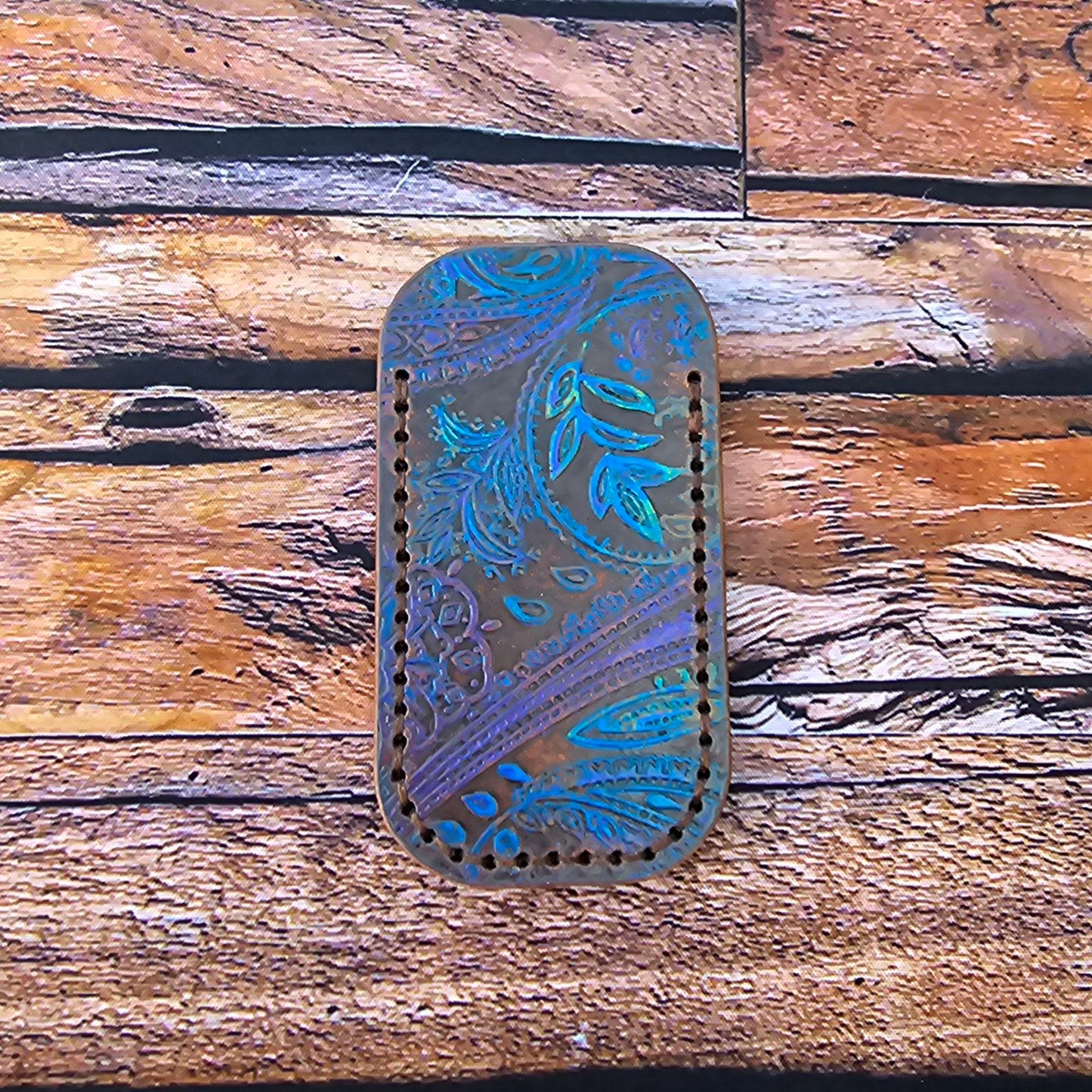 Premium Leather Slip "Modern Rustic Paisley" (SM) Italian Embossed Leather