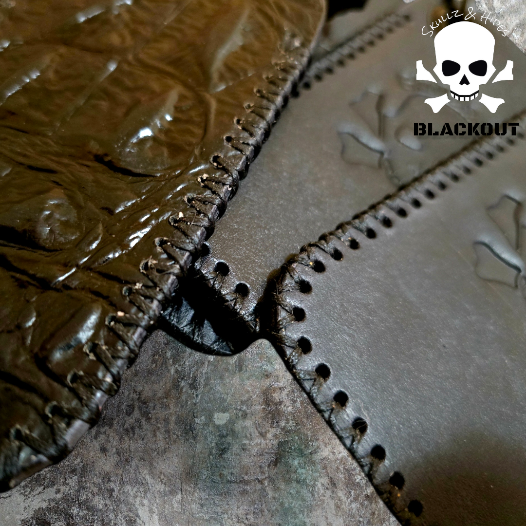 Premium Leather Slip "Skullz & Hides Blackout" (XL)- Italian Leather Slip