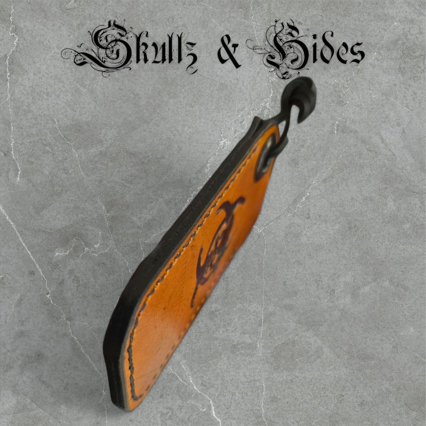 Premium Leather Slip "Bio-Hazzard Skull" (LG) Italian Veg Tanned Leather