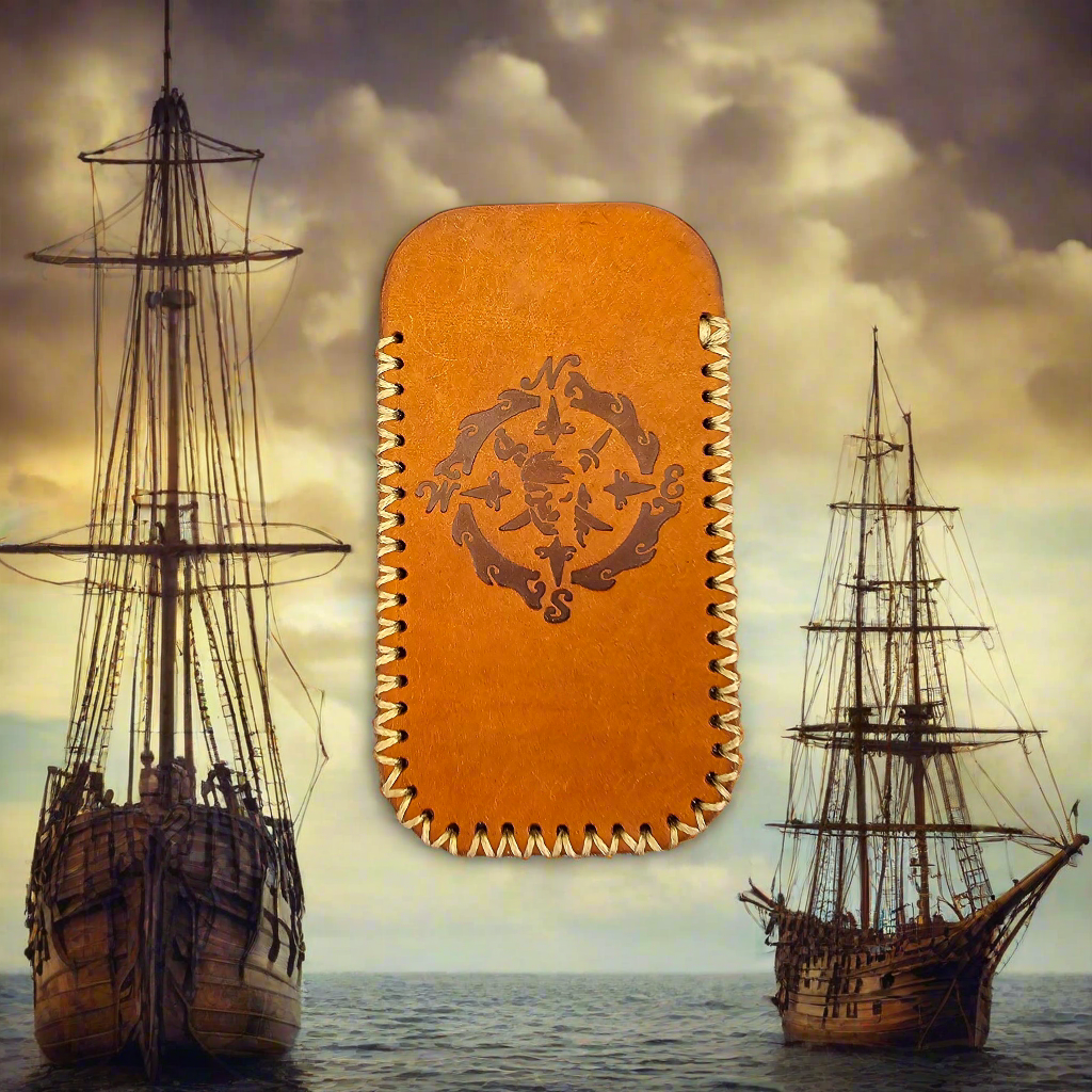 Premium Leather Slip "Pirate Compass" (LG) Italian Margotta Leather