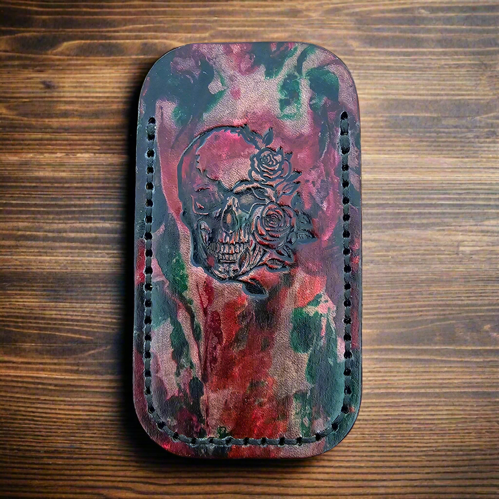 Premium Leather Slip "Rose Skull" (LG) Italian Veg Tanned Leather