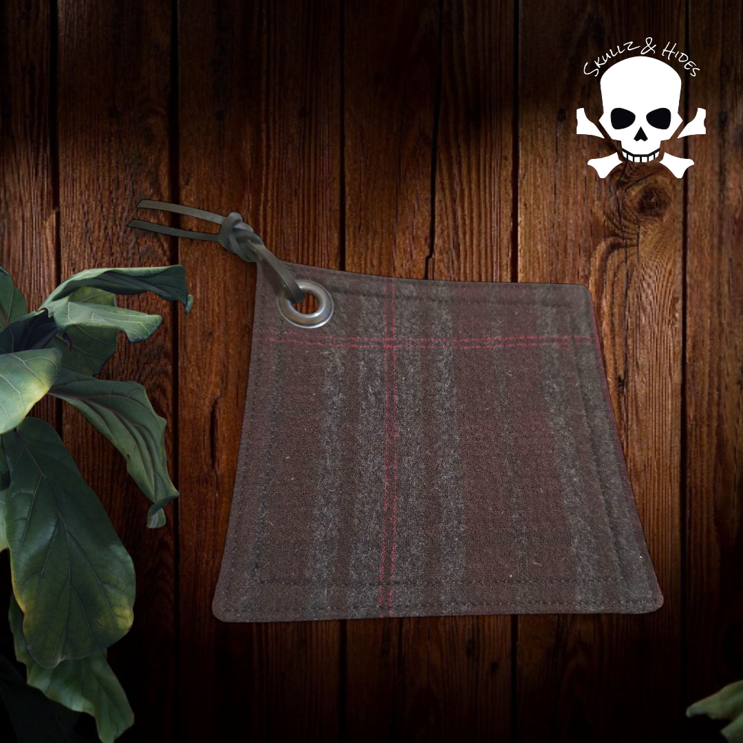 Luxury EDC Pocket Hank "The Burgandy Plaid Check" 5.00"x5.00" Italian Wool