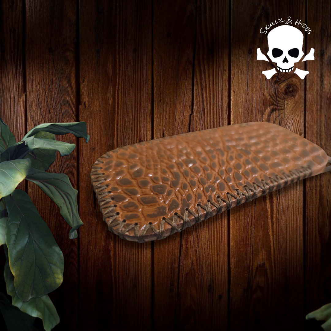 Premium Leather Slip "Skullz & Hides Crossbones" (XL) - Italian Cognac Buttero Leather