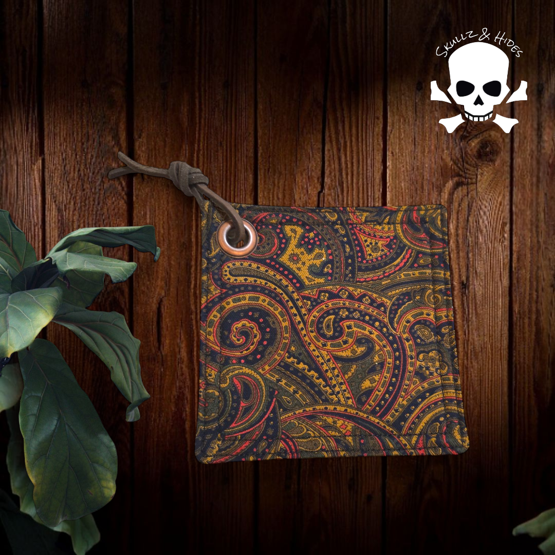 Luxury EDC Pocket Hank "Gilded Paisley" 5.00"x5.00" 100% Peruvian Cotton