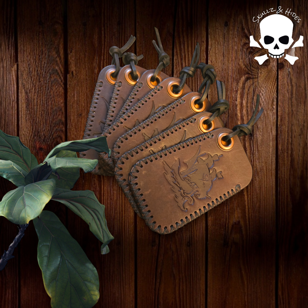Premium Leather Slip "Brown Pirate Ship" V2 w/Lanyard (LG) - Italian Margotta Leather