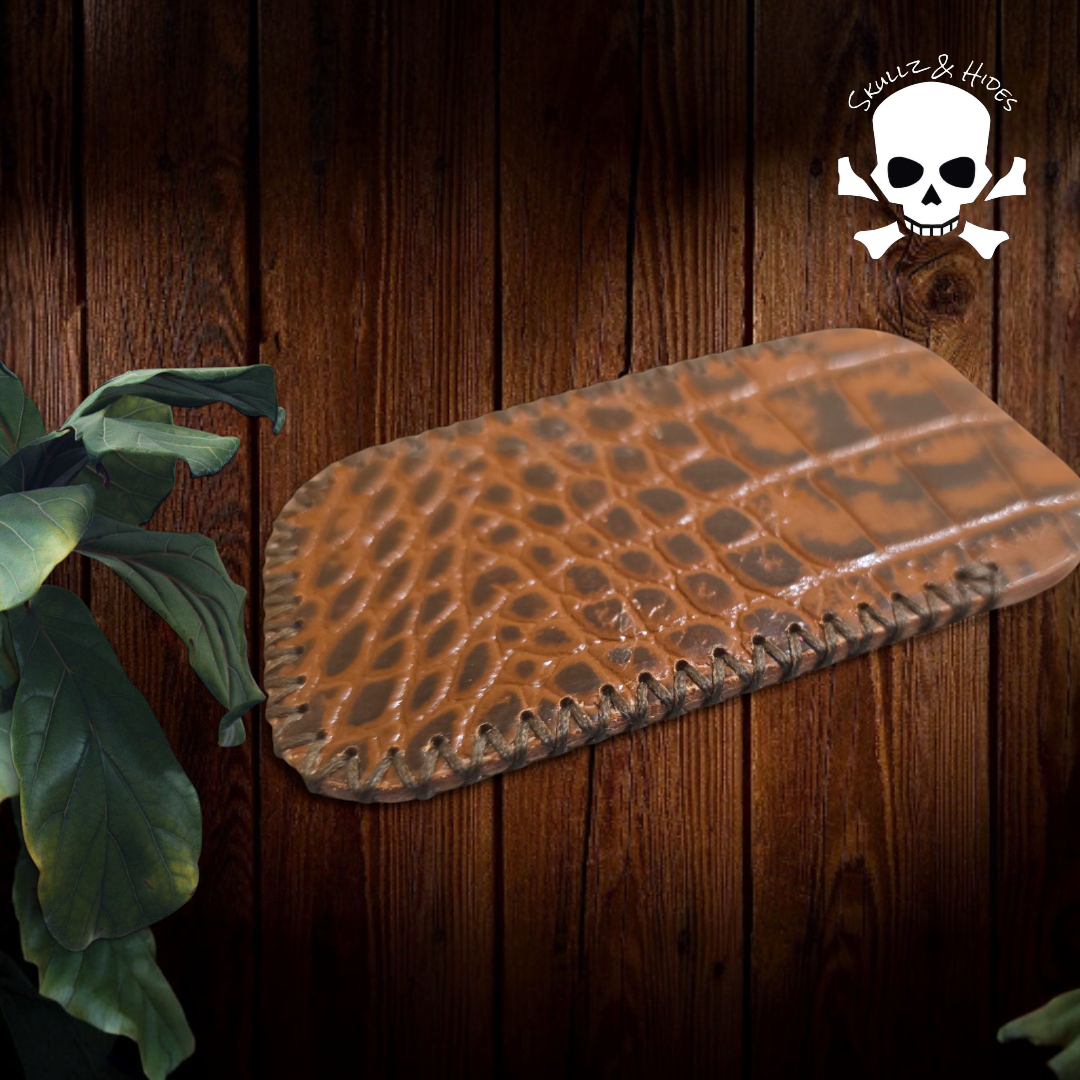 Premium Leather Slip "Skullz & Hides Crossbones" (LG) - Italian Cognac Buttero Leather