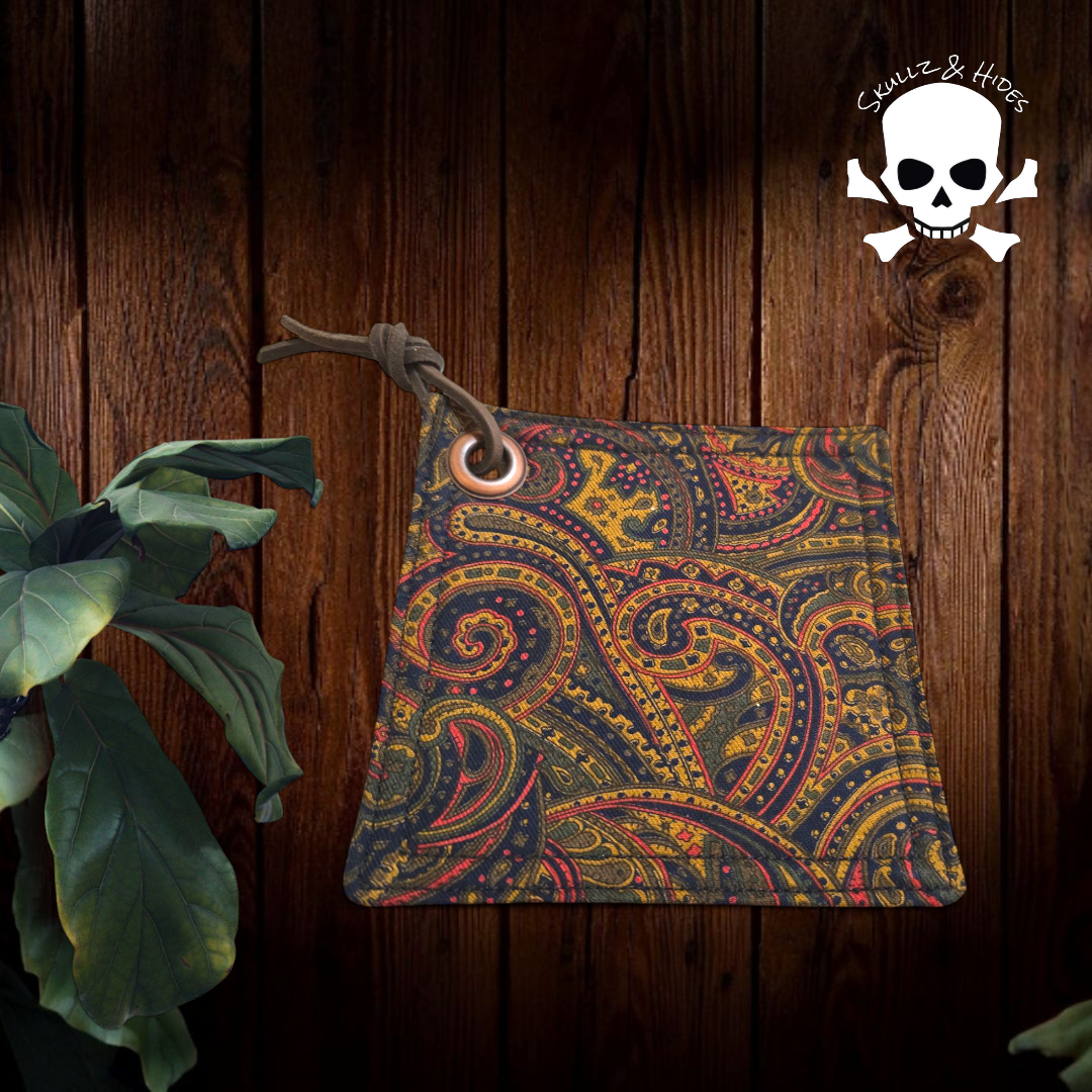 Luxury EDC Pocket Hank "Gilded Paisley" 5.00"x5.00" 100% Peruvian Cotton