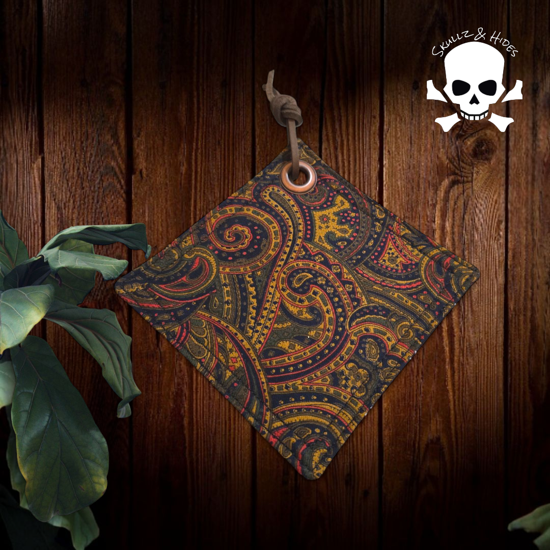 Luxury EDC Pocket Hank "Gilded Paisley" 5.00"x5.00" 100% Peruvian Cotton