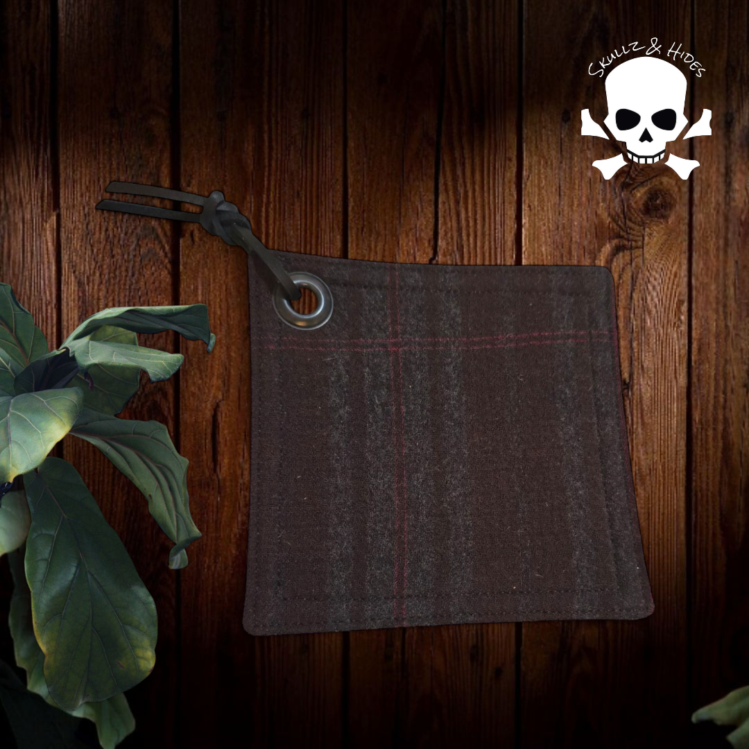 Luxury EDC Pocket Hank "The Burgandy Plaid Check" 5.00"x5.00" Italian Wool