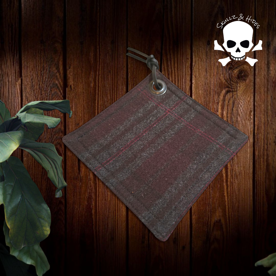 Luxury EDC Pocket Hank "The Burgandy Plaid Check" 5.00"x5.00" Italian Wool