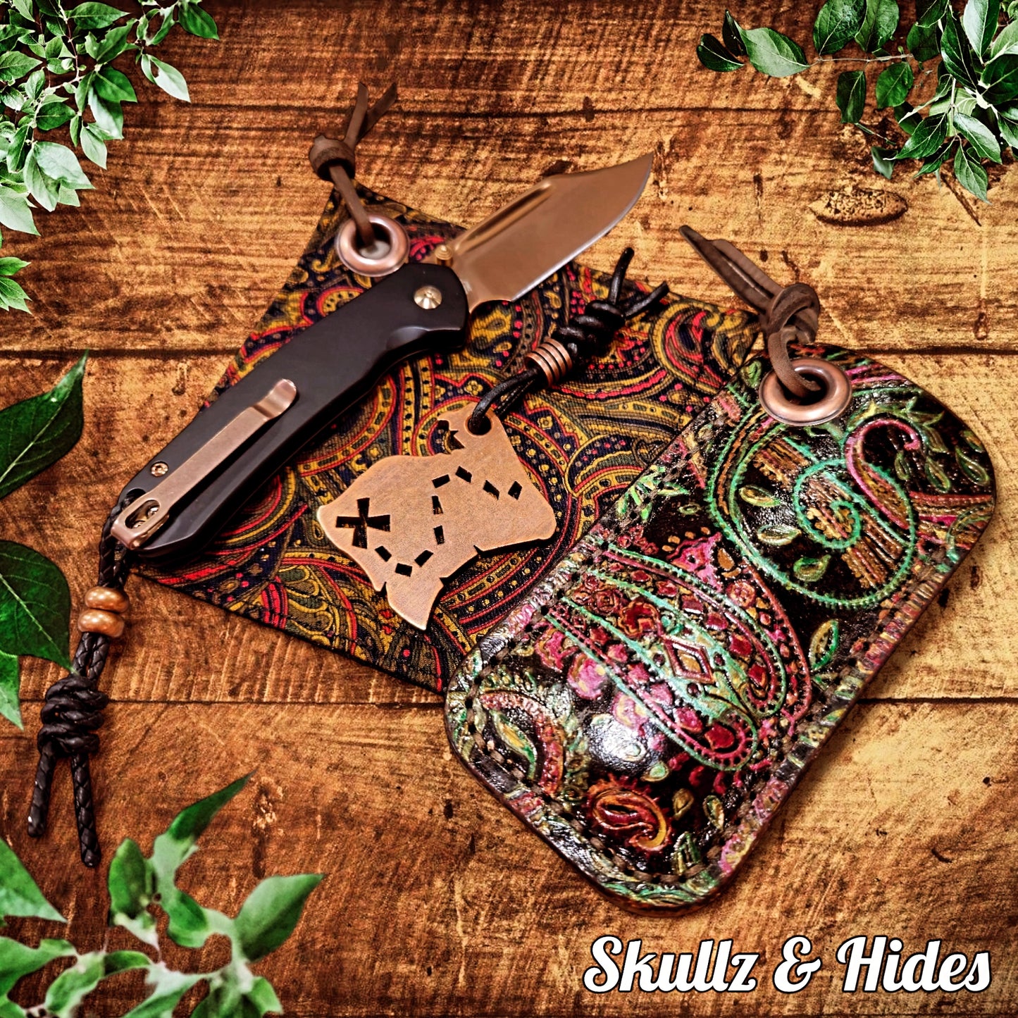Luxury EDC Pocket Hank "Gilded Paisley" 5.00"x5.00" 100% Peruvian Cotton