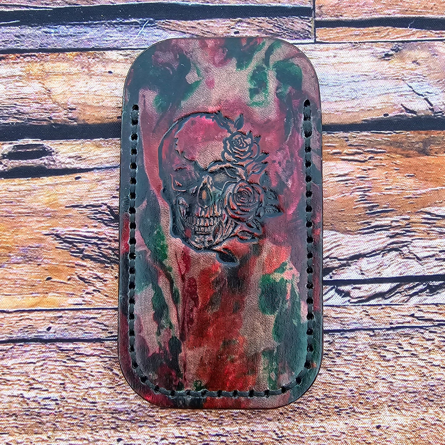 Rose Skull Pocket Slip V1 Marbled Black, Red & Green (LG)