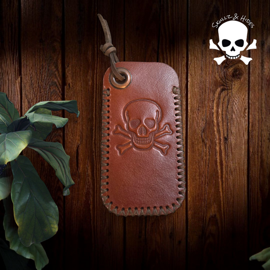 Skullz & Hides Crossbones XL Knife Slip - Cognac Buttero Leather