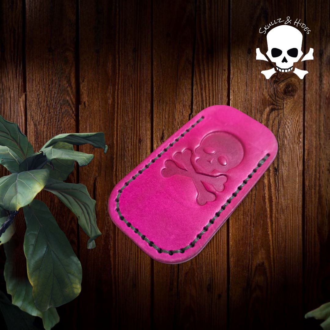 Premium Leather Slip "Violet & Black Jolly Rogers" (SM) - Italian Graffiti Leather