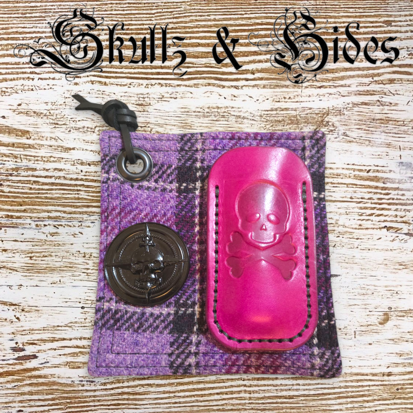 Premium Leather Slip "Violet & Black Jolly Rogers" (SM) - Italian Graffiti Leather