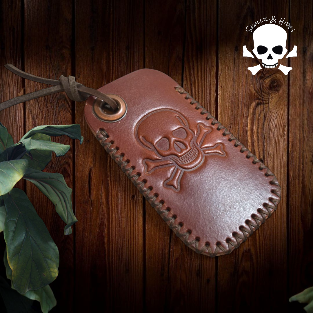 Skullz & Hides Crossbones Large Knife Slip - Cognac Buttero Leather