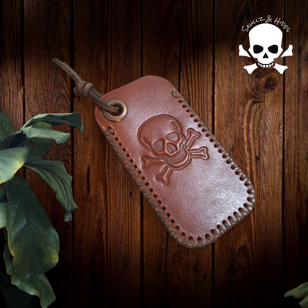 Skullz & Hides Crossbones XL Knife Slip - Cognac Buttero Leather