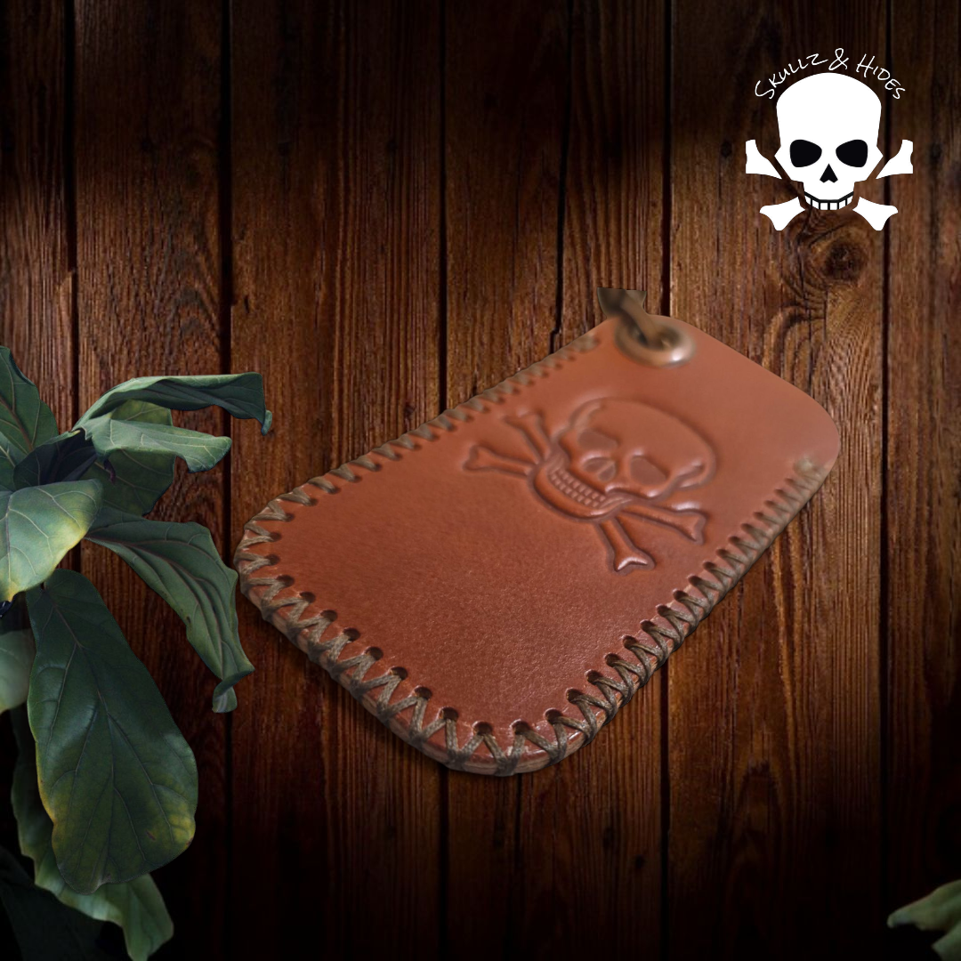 Skullz & Hides Crossbones XL Knife Slip - Cognac Buttero Leather