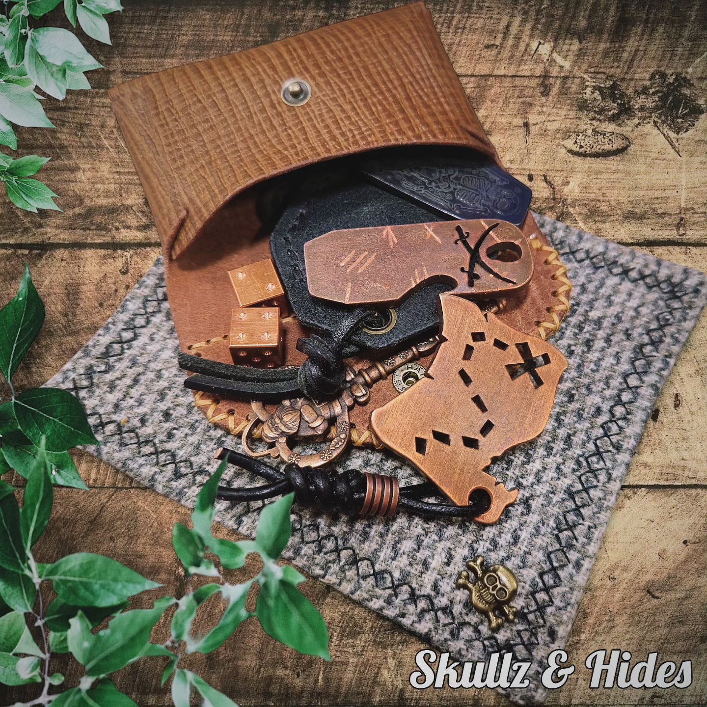 Premium EDC Leather Pouch - " The Sailor's Skull"