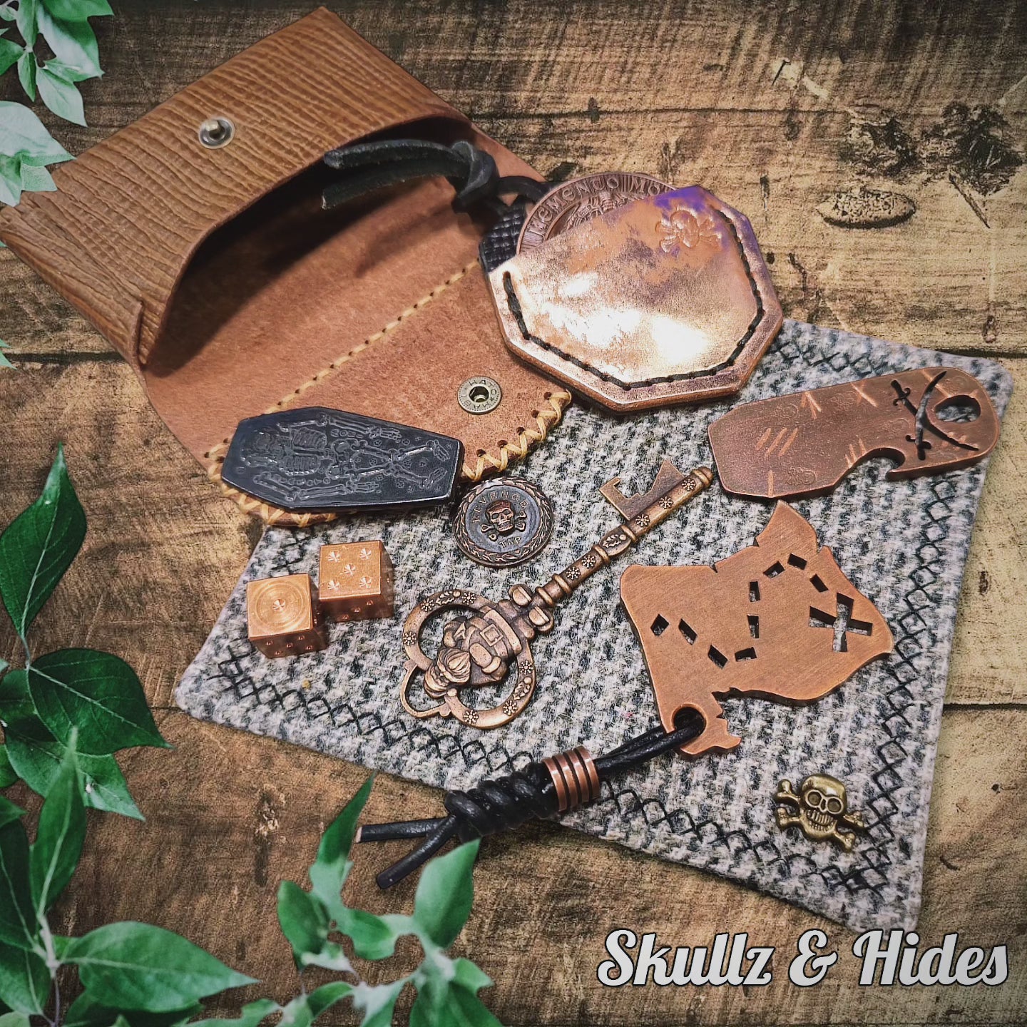 Premium EDC Leather Pouch - " The Sailor's Skull"