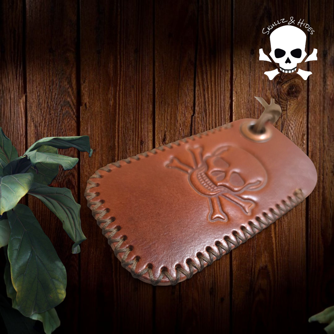 Skullz & Hides Crossbones Large Knife Slip - Cognac Buttero Leather