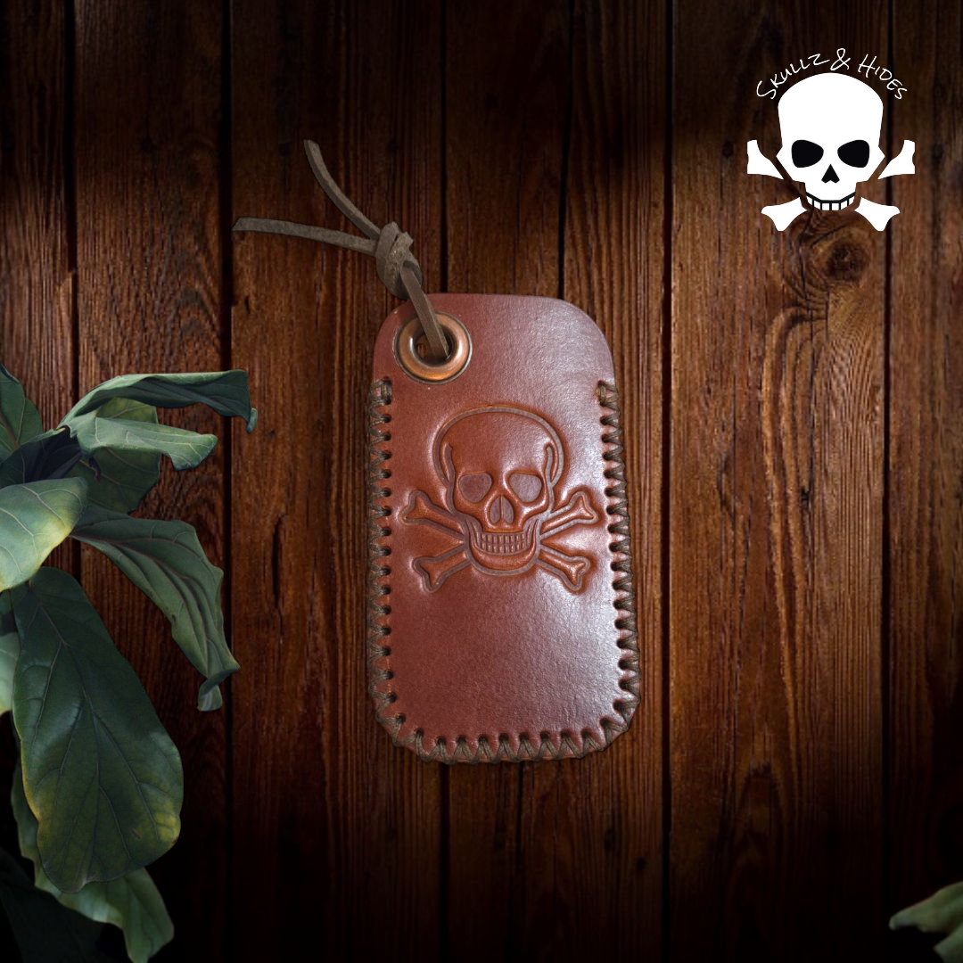 Skullz & Hides Crossbones Large Knife Slip - Cognac Buttero Leather